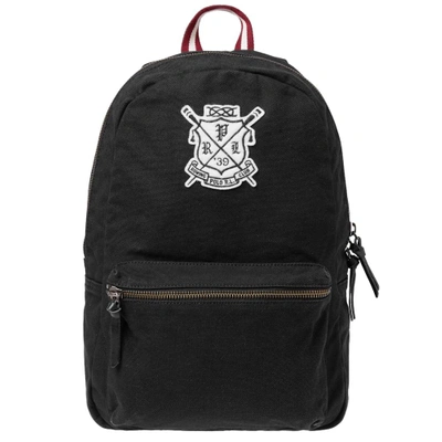 Polo Ralph Lauren Rowing Club Embroidered Backpack In Black