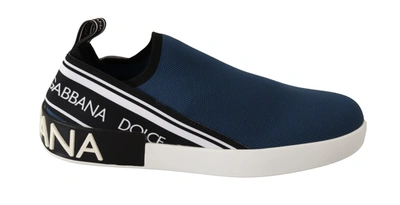 Dolce & Gabbana Elegant Blue &amp; White Loafer Men's Sneakers