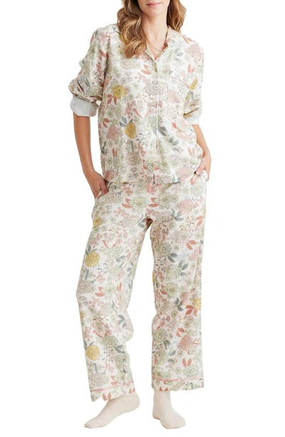 Papinelle Karolina Floral Print Sateen Pyjamas In Soft Cinnamon