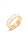Brook & York Madison Enamel Ring In Gold/cream
