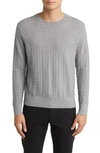 Emporio Armani Chevron Textured Wool Crewneck Sweater In Grey