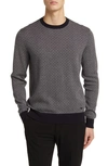 Emporio Armani Geometric Jacquard Virgin Wool Sweater In Solid Blue