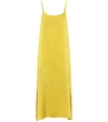 Asceno Long Silk Slip Dress In Yellow