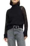 River Island Sequin Sleeve Sweater In Black