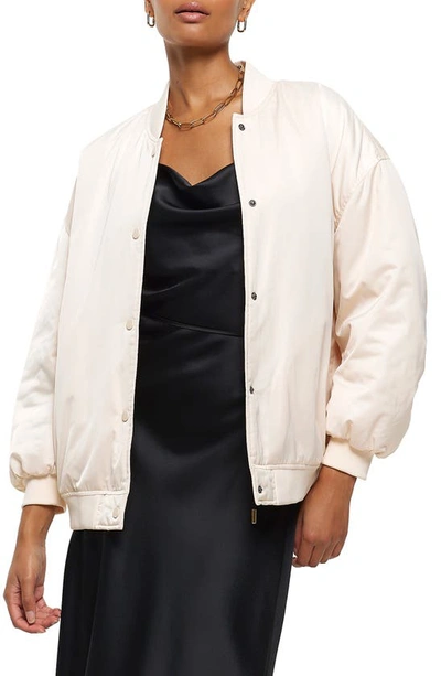 River Island Casual Easy Bomber Jacket In Beige