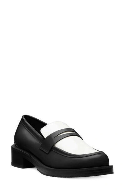 Stuart Weitzman Palmer Bold Loafer In Black/ White