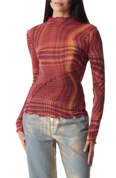 Circus Ny Trinity Long Sleeve Top In Super Pink - Plaid Trip