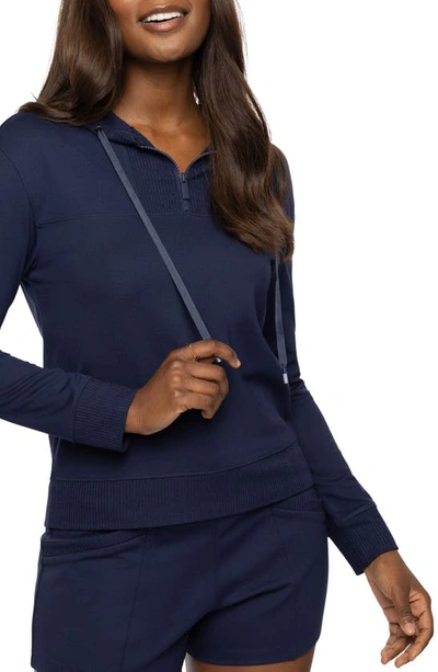 Travis Mathew Horizon Line Quarter Zip Hoodie In Navy