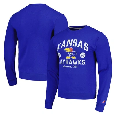 League Collegiate Wear Royal Kansas Jayhawks Bendy Arch Essential Pullover Sweatshirt