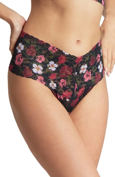Hanky Panky Print Retro Lace Thong In Am I Dreaming Floral Print