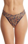 Hanky Panky Print Lace Original Rise Thong In Wild About Blue Animal Print