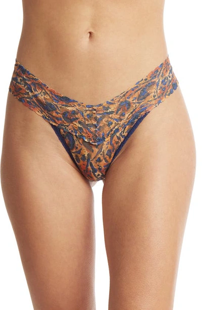 Hanky Panky Print Lace Low Rise Thong In Wild About Blue Animal Print
