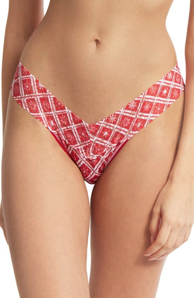 Hanky Panky Print Lace Low Rise Thong In Winter Wonderland