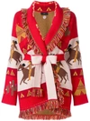 Alanui Embroidered Belted Cardigan In Abstract,red,animal Print