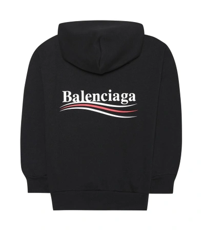 Balenciaga Printed Cotton Hoodie In Black