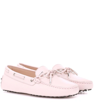 Tod's Gommino Double T Leather Loafers In Pink