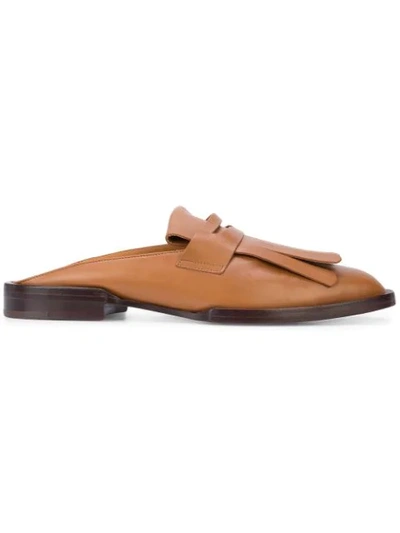 Clergerie Fringed Detail Loafer Mules In Cuoio