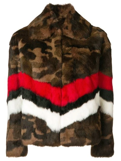 Msgm Camouflage Print Jacket In Brown