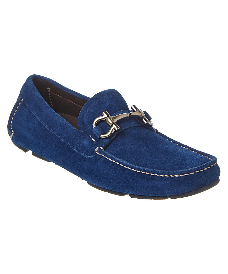 Salvatore Ferragamo Men's Navy Parigi Suede Loafers In Blue | ModeSens