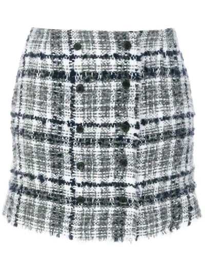 Thom Browne Front-buttoned Reflective Tweed Mini Skirt - Grey