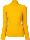 Milly Ribbed Turtleneck Sweater In Yellow