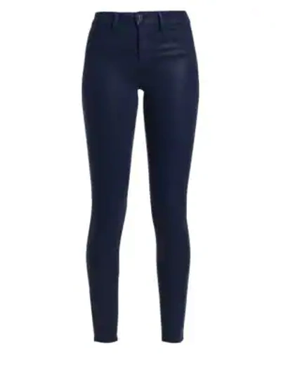 L Agence Marguerite High-rise Skinny Coated Jeans In Navy Coated