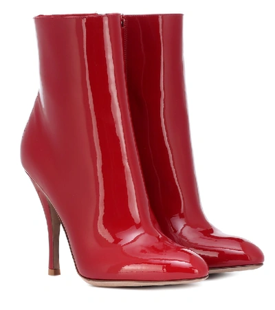 Valentino Garavani Killer Stud Patent Leather Ankle Boots In Red
