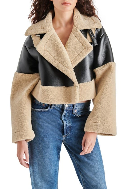 Steve Madden Alaina Faux Shearling Jacket In Black