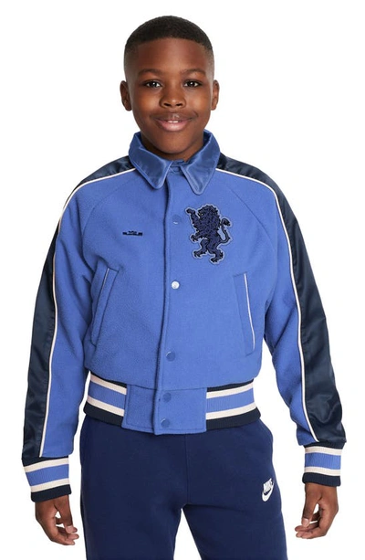 Nike X Lebron James Kids' Basketball Jacket In Blue Joy/ Midnight Navy