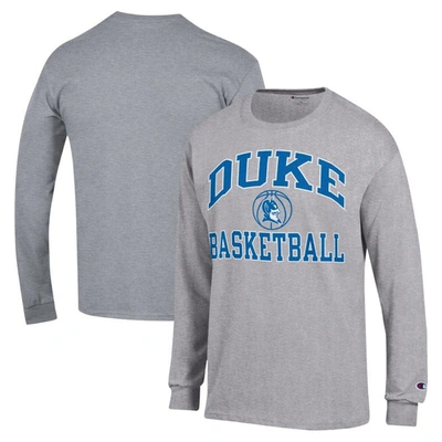 Champion Heather Gray Duke Blue Devils Basketball Icon Long Sleeve T-shirt