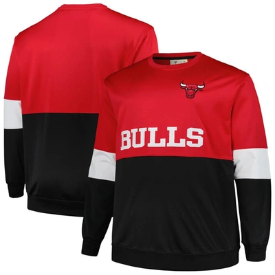 Fanatics Men's  Red, Black Chicago Bulls Big And Tall Split Pullover Sweatshirt In Red,black