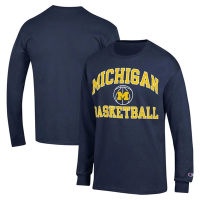 Champion Navy Michigan Wolverines Basketball Icon Long Sleeve T-shirt