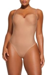 Skims Molded Underwire Thong Shaper Bodysuit In Sienna