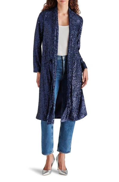 Steve Madden Show Stopper Sequin Duster Jacket In Blue