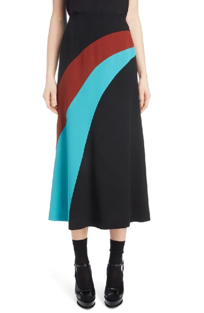 Dries Van Noten A-line Wave-inset Maxi Skirt In Black