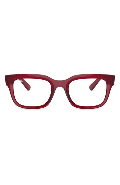 Ray Ban Chad 54mm Rectangular Optical Glasses In Transparent Red