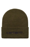 Carhartt Script Logo Cuff Beanie In Highland / Cassis