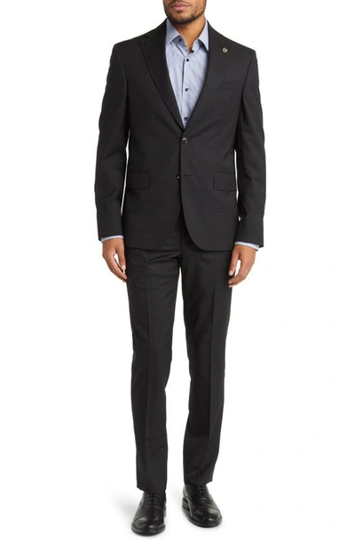 Ted Baker Roger Extra Slim Fit Tonal Plaid Wool Suit In Black