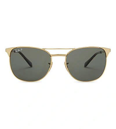 Ray Ban Rb3429 Square-frame Sunglasses In Gold