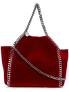 Stella Mccartney Falabella Small Reversible Velvet Tote Bag In Red