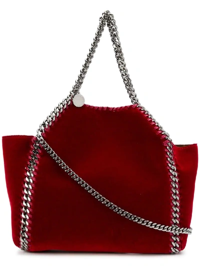 Stella Mccartney Falabella Small Reversible Velvet Tote Bag In Red