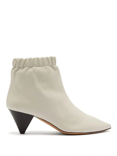 Isabel Marant Leffie Leather Ankle Boots In White