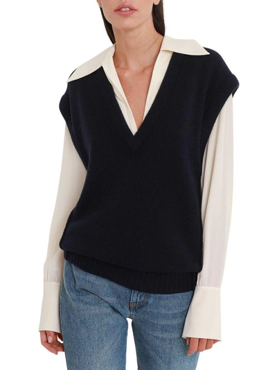 Chloé Cashmere Knit Oversized Vest In Iconic Navy
