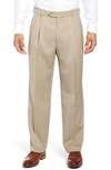 Ballin Classic Fit Pleated Solid Wool Trousers In Oatmeal