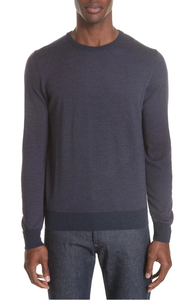 Canali Crewneck Cotton Sweater In Dark Blue