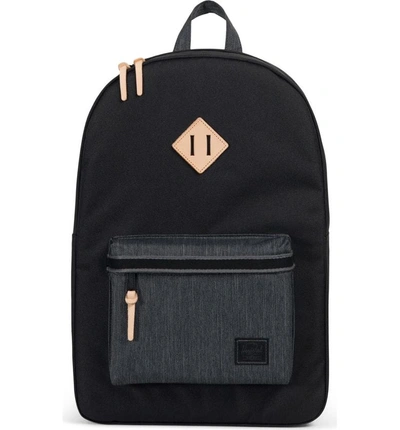 Herschel Supply Co Heritage Offset Denim Backpack - Black In Black/ Black Denim