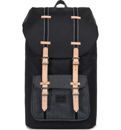 Herschel Supply Co Little America Offset Backpack - Black In Black/ Black Denim