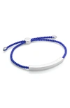 Monica Vinader Friendship Bracelet In Silver/ Majorelle Blue