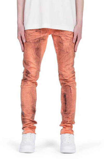 Purple Brand P001 Low Rise Skinny Jeans In Flourescent Orange X Ray