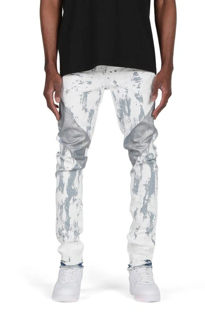Purple Brand Coated Stretch Skinny Jeans In Indigo Crackle Paint Foil